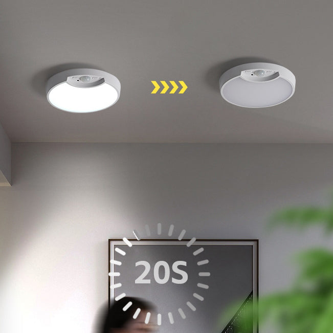Modern Minimalist Round Plastic LED Intelligent Human Sensor Flush Mount Ceiling Light For Living Room