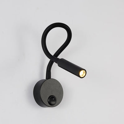 Lámpara de pared con luz de lectura LED de manguera flexible de hierro redonda minimalista moderna para dormitorio 