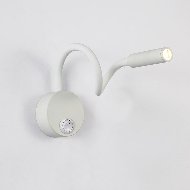 Lámpara de pared con luz de lectura LED de manguera flexible de hierro redonda minimalista moderna para dormitorio 