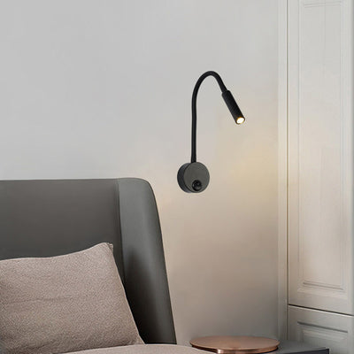 Lámpara de pared con luz de lectura LED de manguera flexible de hierro redonda minimalista moderna para dormitorio 