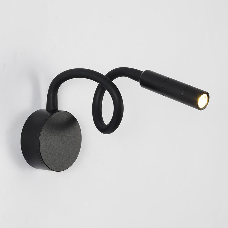 Lámpara de pared con luz de lectura LED de manguera flexible de hierro redonda minimalista moderna para dormitorio 