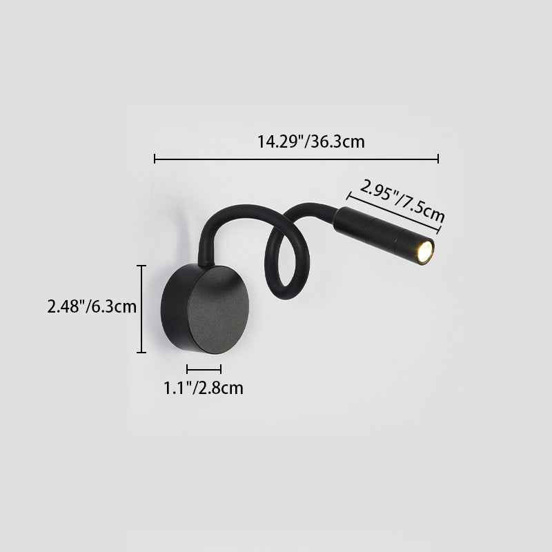 Lámpara de pared con luz de lectura LED de manguera flexible de hierro redonda minimalista moderna para dormitorio 