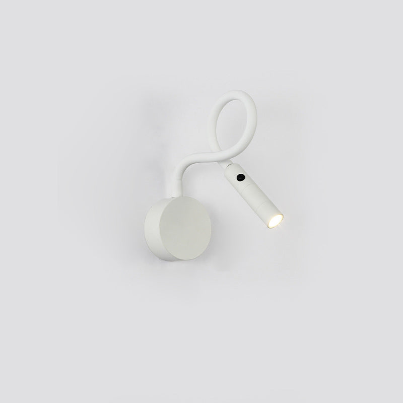 Lámpara de pared con luz de lectura LED de manguera flexible de hierro redonda minimalista moderna para dormitorio 