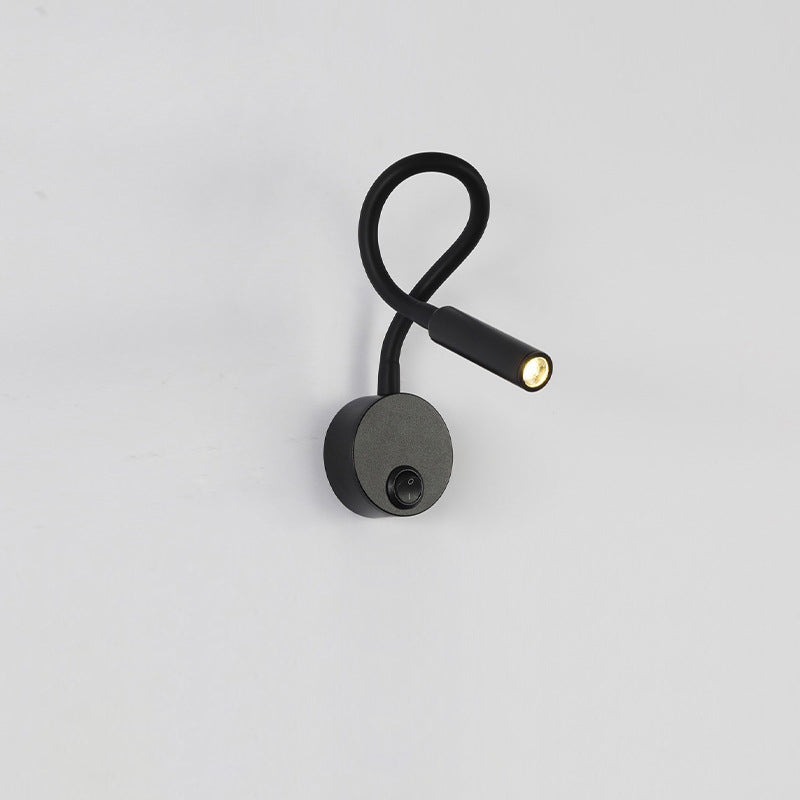 Lámpara de pared con luz de lectura LED de manguera flexible de hierro redonda minimalista moderna para dormitorio 