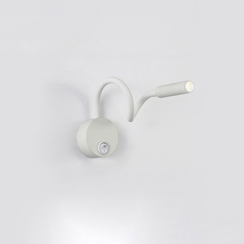 Lámpara de pared con luz de lectura LED de manguera flexible de hierro redonda minimalista moderna para dormitorio 