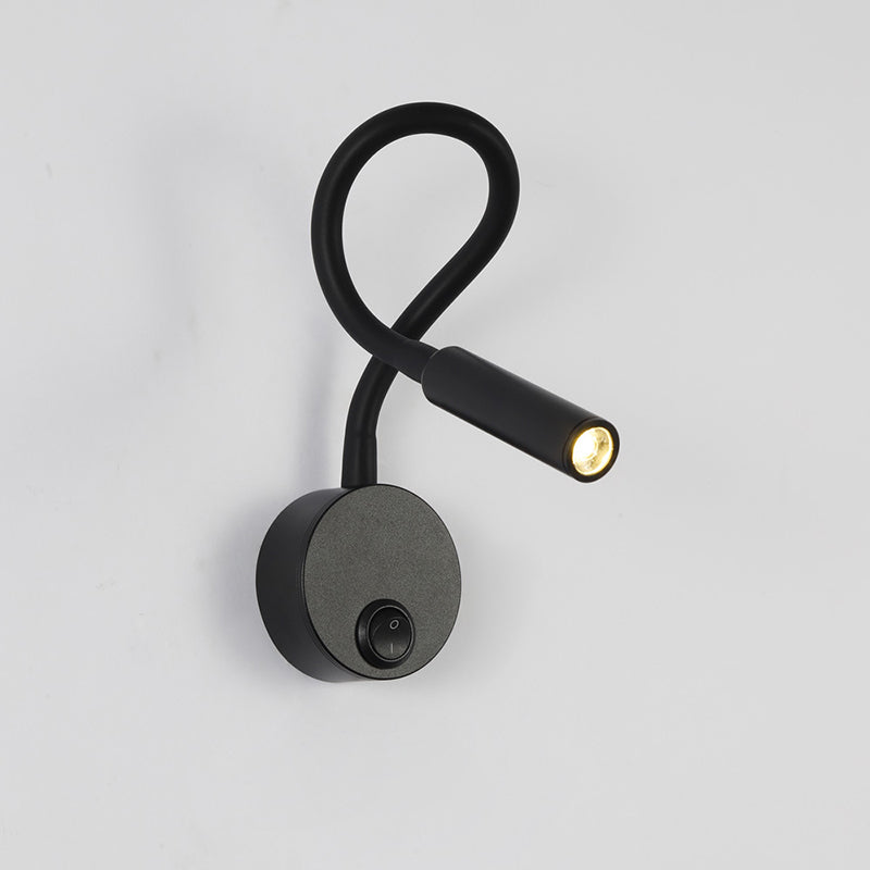 Lámpara de pared con luz de lectura LED de manguera flexible de hierro redonda minimalista moderna para dormitorio 