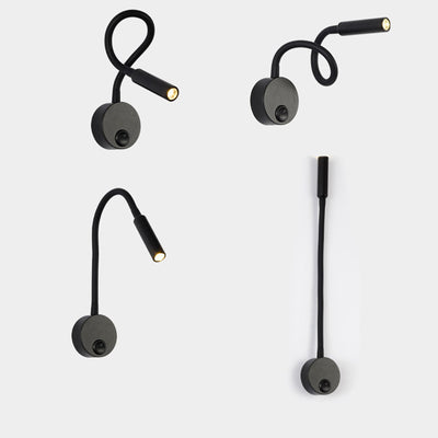 Lámpara de pared con luz de lectura LED de manguera flexible de hierro redonda minimalista moderna para dormitorio 
