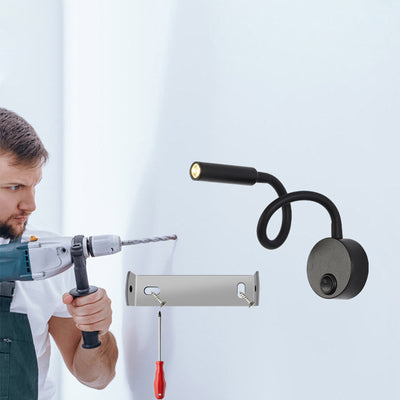 Lámpara de pared con luz de lectura LED de manguera flexible de hierro redonda minimalista moderna para dormitorio 