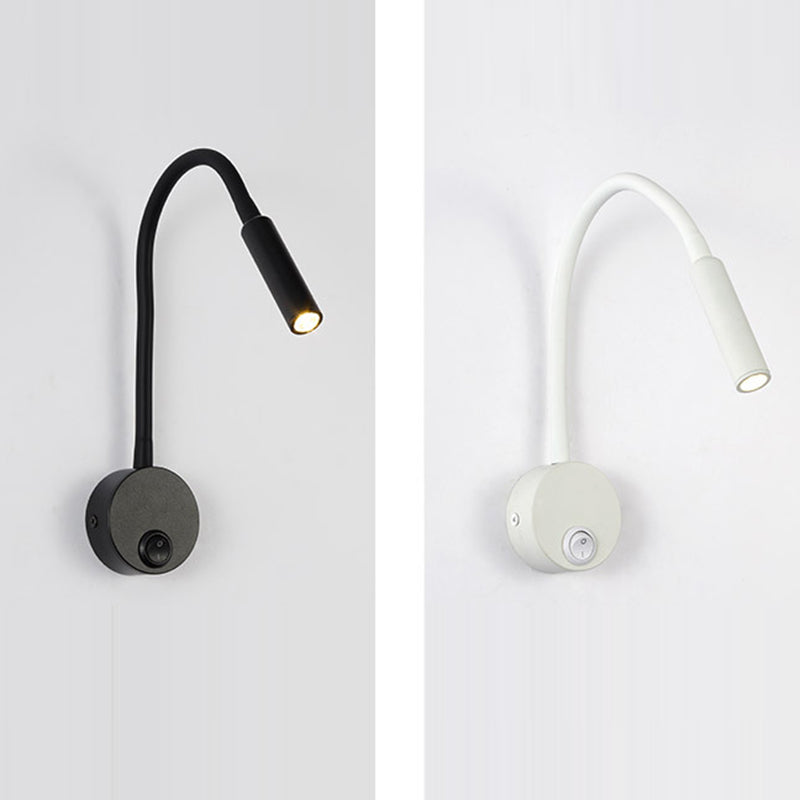 Lámpara de pared con luz de lectura LED de manguera flexible de hierro redonda minimalista moderna para dormitorio 