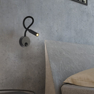Lámpara de pared con luz de lectura LED de manguera flexible de hierro redonda minimalista moderna para dormitorio 
