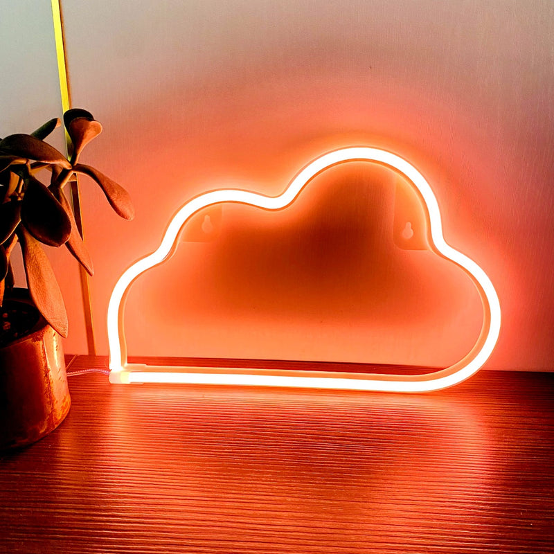 Modern Art Deco Bright Neon Cloud PVC Strip LED Night Light Table Lamp For Bedroom