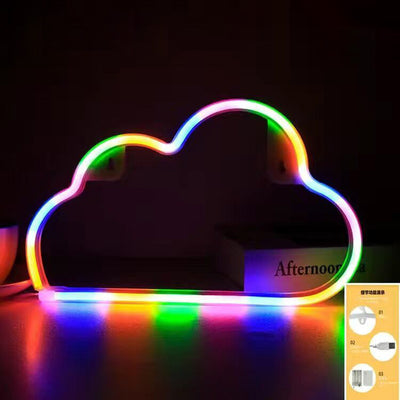 Modern Art Deco Bright Neon Cloud PVC Strip LED Night Light Table Lamp For Bedroom