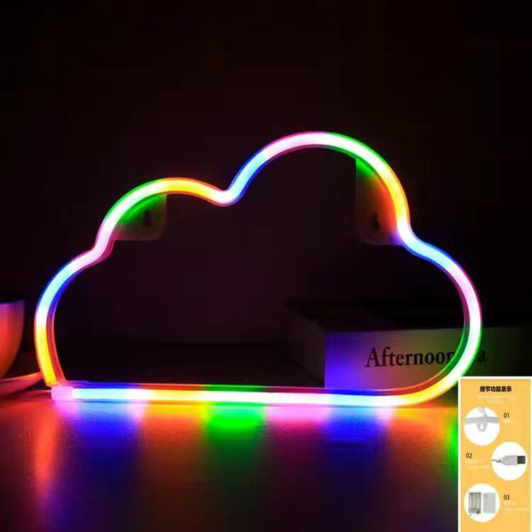 Modern Art Deco Bright Neon Cloud PVC Strip LED Night Light Table Lamp For Bedroom