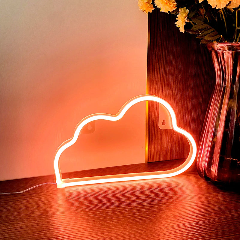 Modern Art Deco Bright Neon Cloud PVC Strip LED Night Light Table Lamp For Bedroom