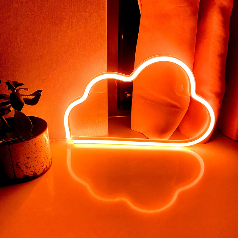 Modern Art Deco Bright Neon Cloud PVC Strip LED Night Light Table Lamp For Bedroom