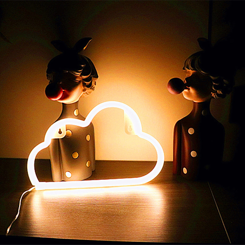 Modern Art Deco Bright Neon Cloud PVC Strip LED Night Light Table Lamp For Bedroom