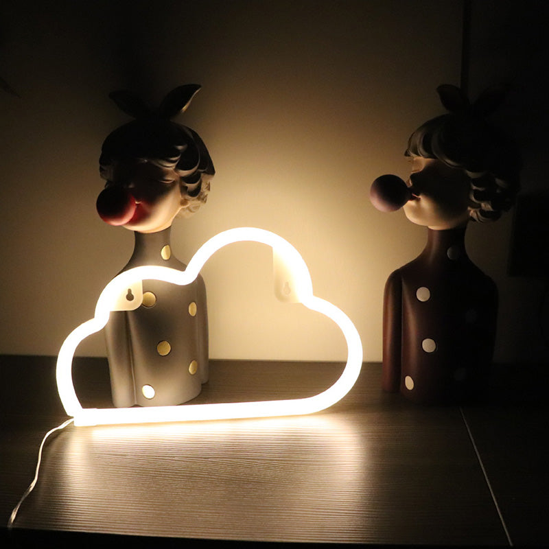Modern Art Deco Bright Neon Cloud PVC Strip LED Night Light Table Lamp For Bedroom