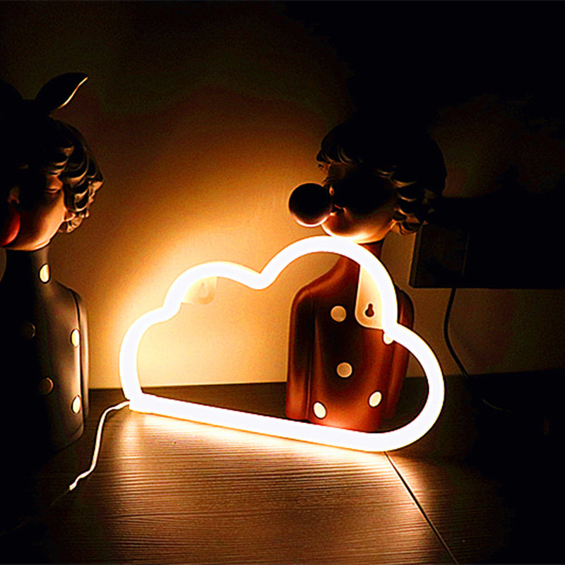Modern Art Deco Bright Neon Cloud PVC Strip LED Night Light Table Lamp For Bedroom