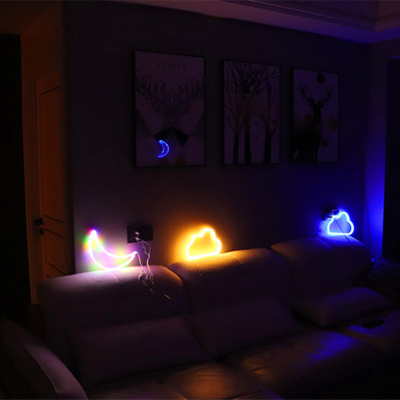 Modern Art Deco Bright Neon Cloud PVC Strip LED Night Light Table Lamp For Bedroom