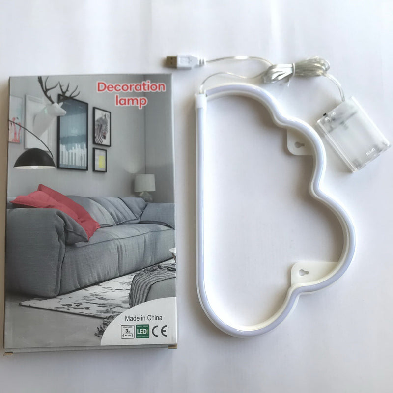Modern Art Deco Bright Neon Cloud PVC Strip LED Night Light Table Lamp For Bedroom