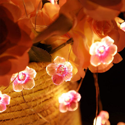 Lumières décoratives à LED en fil de cuivre fleur de prunier créatif contemporain pour chambre 