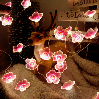 Lumières décoratives à LED en fil de cuivre fleur de prunier créatif contemporain pour chambre 