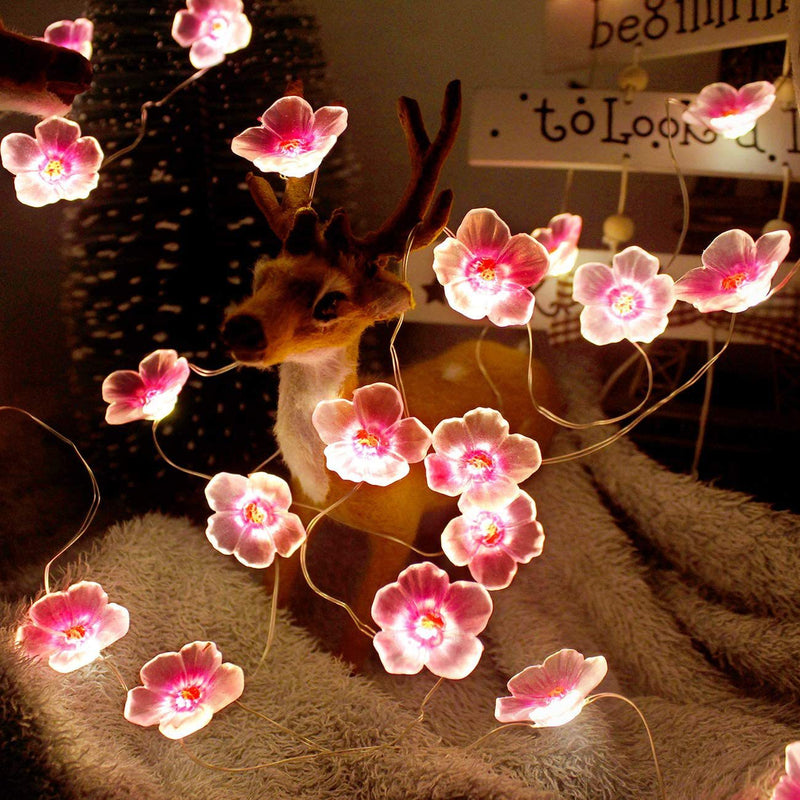 Lumières décoratives à LED en fil de cuivre fleur de prunier créatif contemporain pour chambre 
