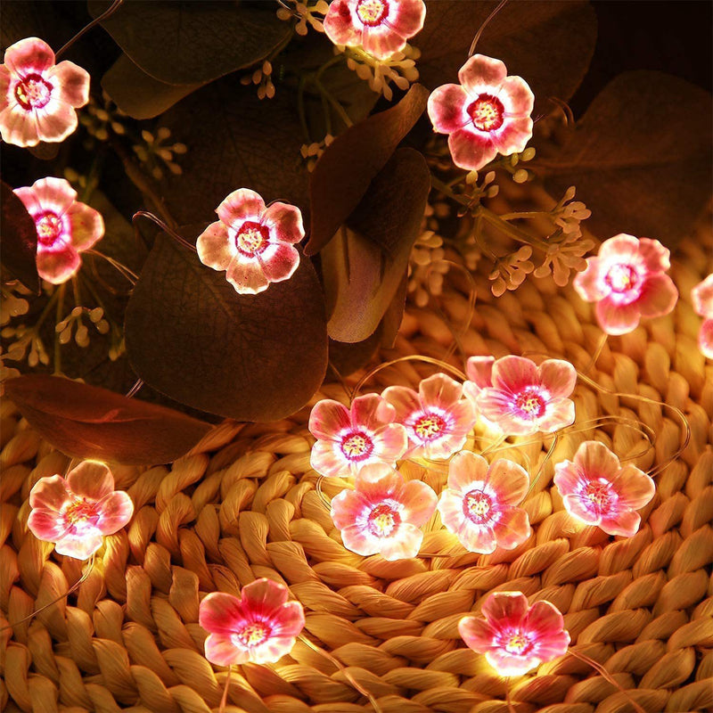 Lumières décoratives à LED en fil de cuivre fleur de prunier créatif contemporain pour chambre 