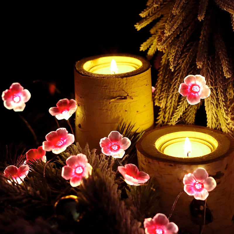 Lumières décoratives à LED en fil de cuivre fleur de prunier créatif contemporain pour chambre 