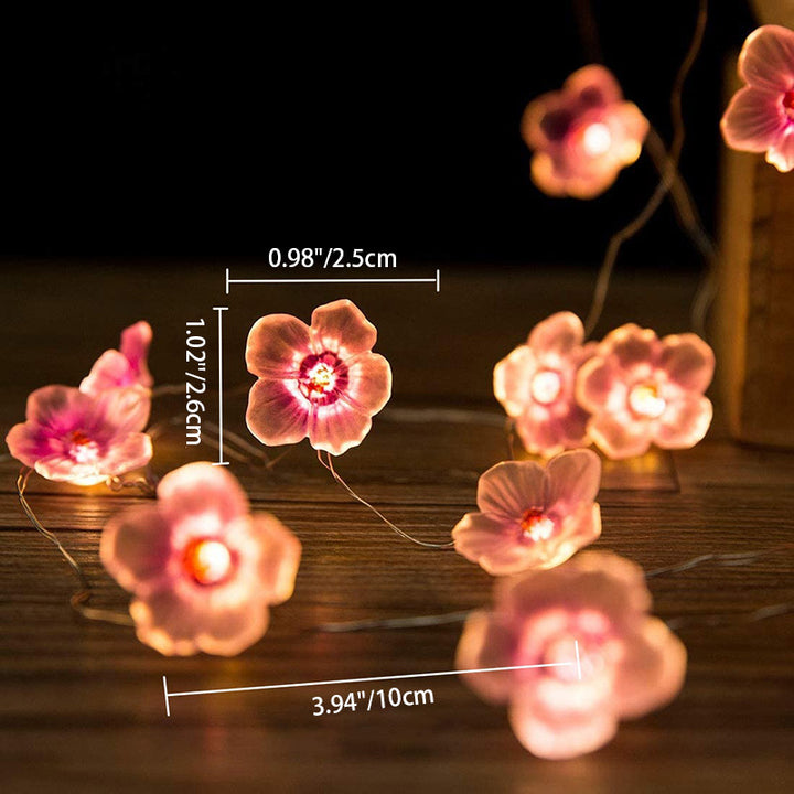 Luces de cadena decorativas LED de alambre de cobre con flor de ciruelo creativa contemporánea para dormitorio 