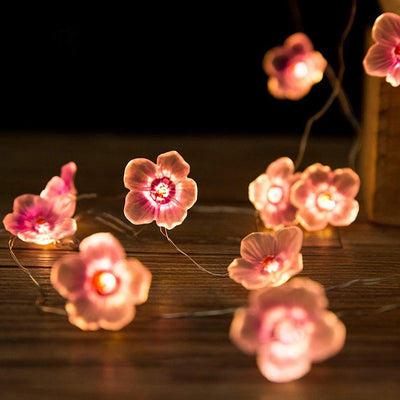 Lumières décoratives à LED en fil de cuivre fleur de prunier créatif contemporain pour chambre 