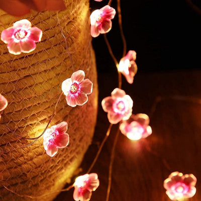 Lumières décoratives à LED en fil de cuivre fleur de prunier créatif contemporain pour chambre 