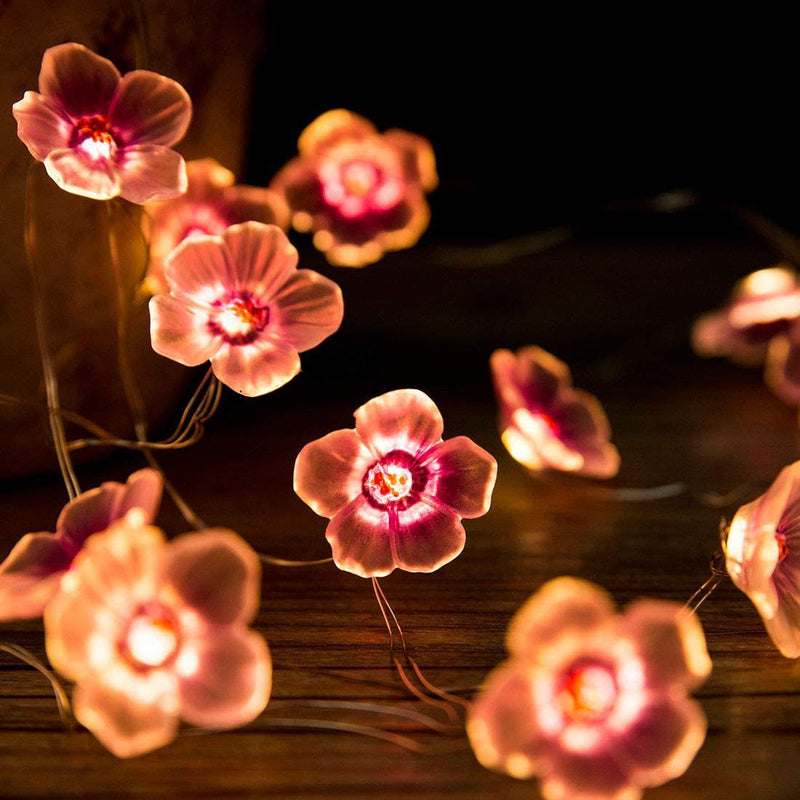 Lumières décoratives à LED en fil de cuivre fleur de prunier créatif contemporain pour chambre 