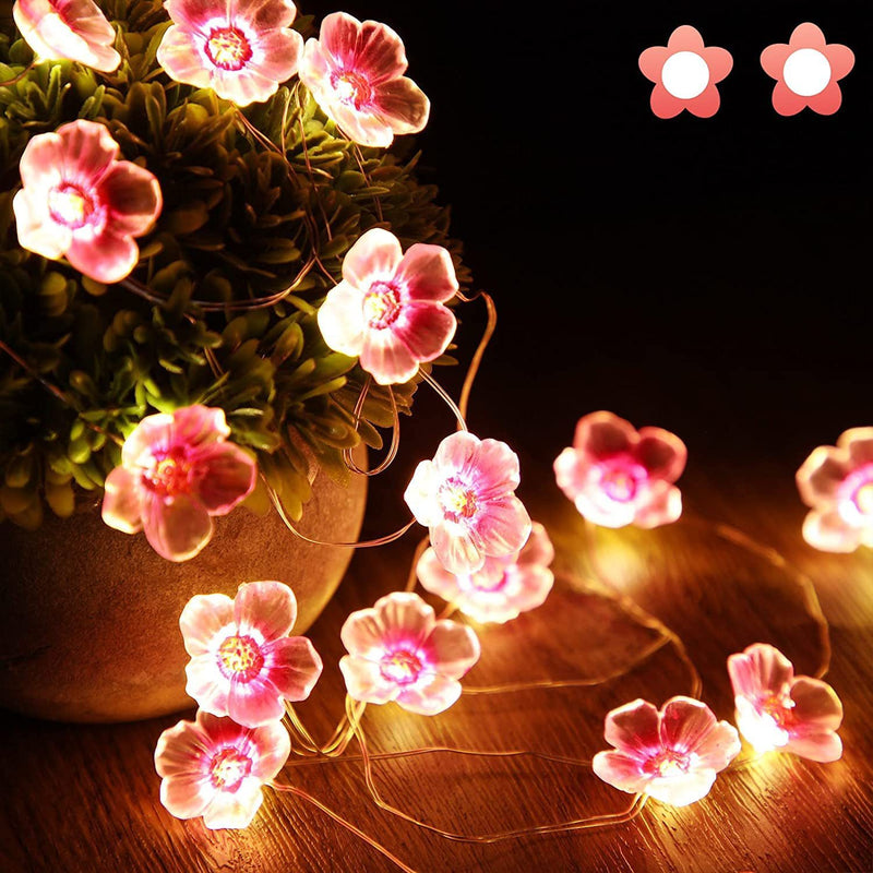 Lumières décoratives à LED en fil de cuivre fleur de prunier créatif contemporain pour chambre 