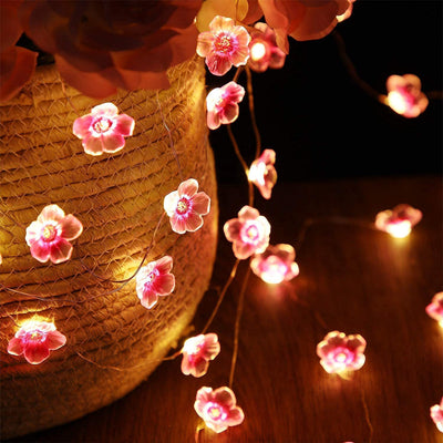 Lumières décoratives à LED en fil de cuivre fleur de prunier créatif contemporain pour chambre 