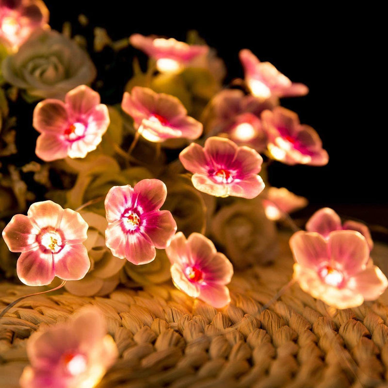 Lumières décoratives à LED en fil de cuivre fleur de prunier créatif contemporain pour chambre 