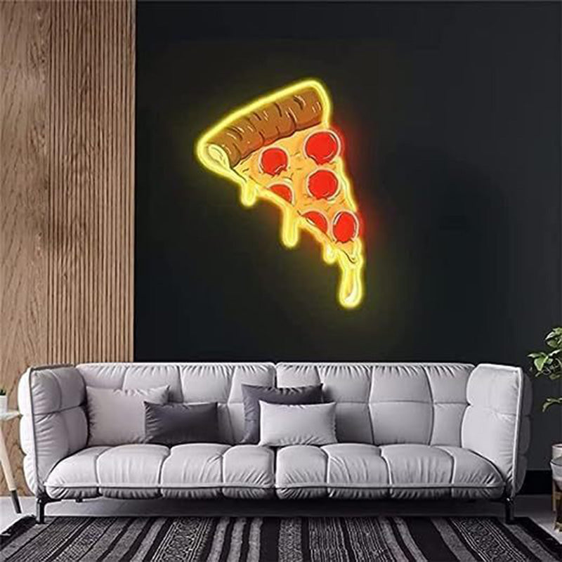 Lámpara de pared con luz de neón LED de acrílico creativo contemporáneo de PIZZA para decoración de comedor 
