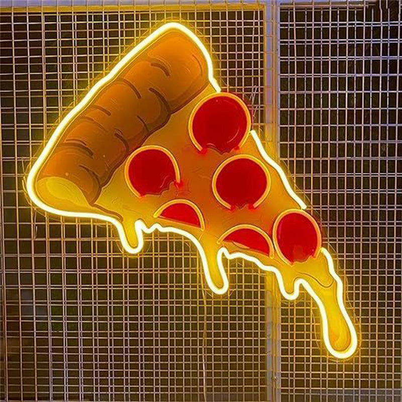 Lámpara de pared con luz de neón LED de acrílico creativo contemporáneo de PIZZA para decoración de comedor 