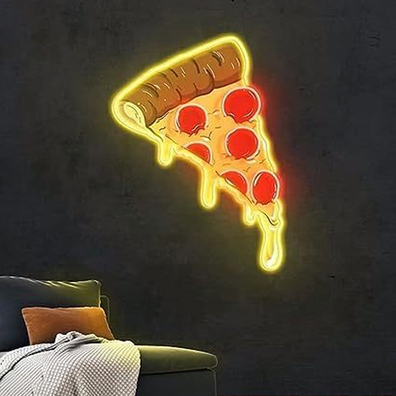 Lámpara de pared con luz de neón LED de acrílico creativo contemporáneo de PIZZA para decoración de comedor 