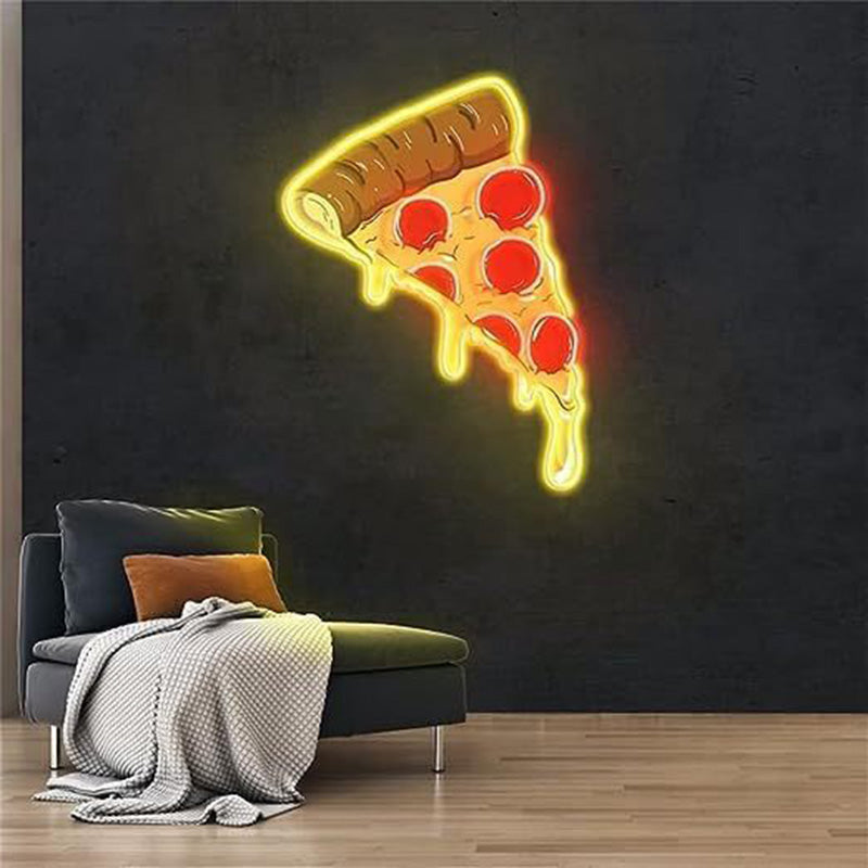 Lámpara de pared con luz de neón LED de acrílico creativo contemporáneo de PIZZA para decoración de comedor 