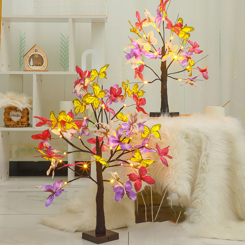Modern Art Deco Simulation Butterfly Tree Shape LED Table Lamp For Bedroom