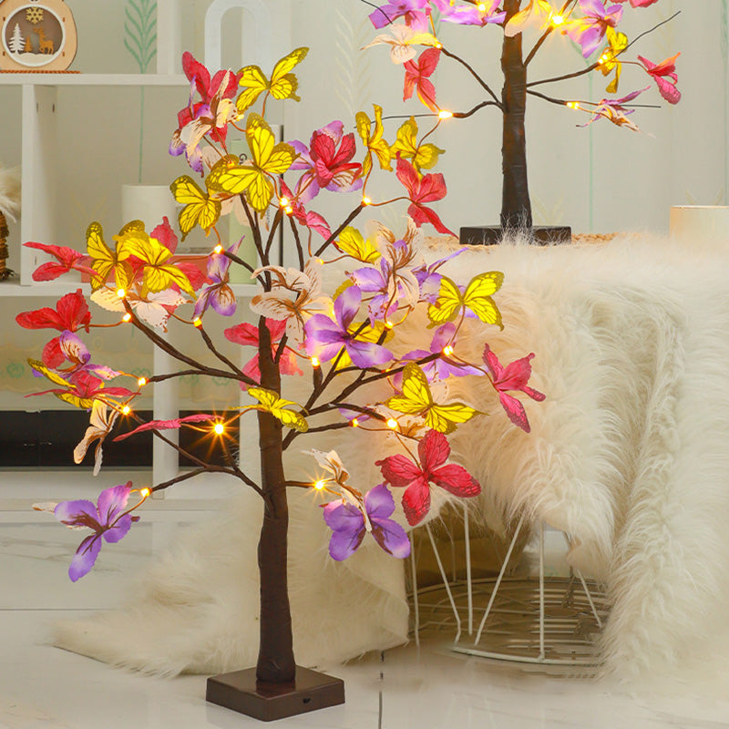 Modern Art Deco Simulation Butterfly Tree Shape LED Table Lamp For Bedroom