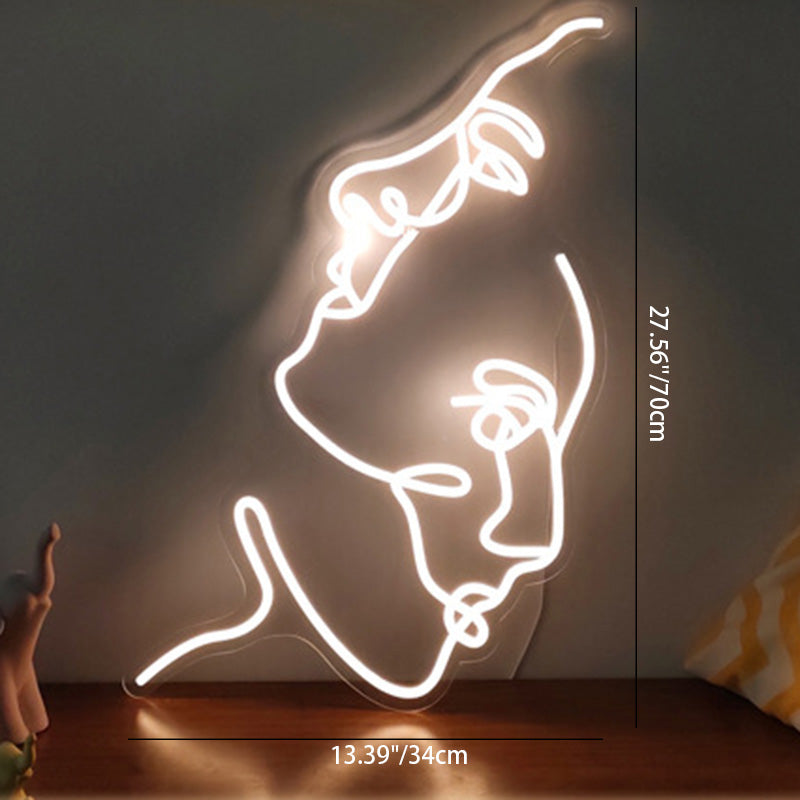 Contemporary Creative Acrylic Two Face Neon Light LED Night Light Table Lamp For Bedroom