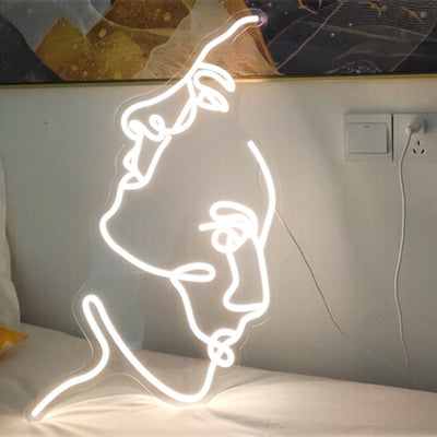 Contemporary Creative Acrylic Two Face Neon Light LED Night Light Table Lamp For Bedroom