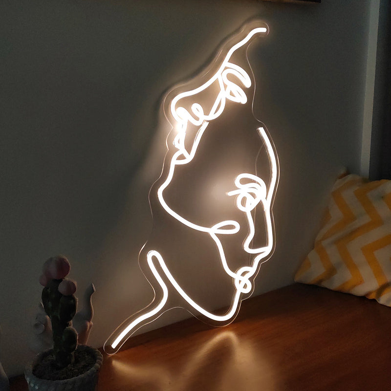 Contemporary Creative Acrylic Two Face Neon Light LED Night Light Table Lamp For Bedroom