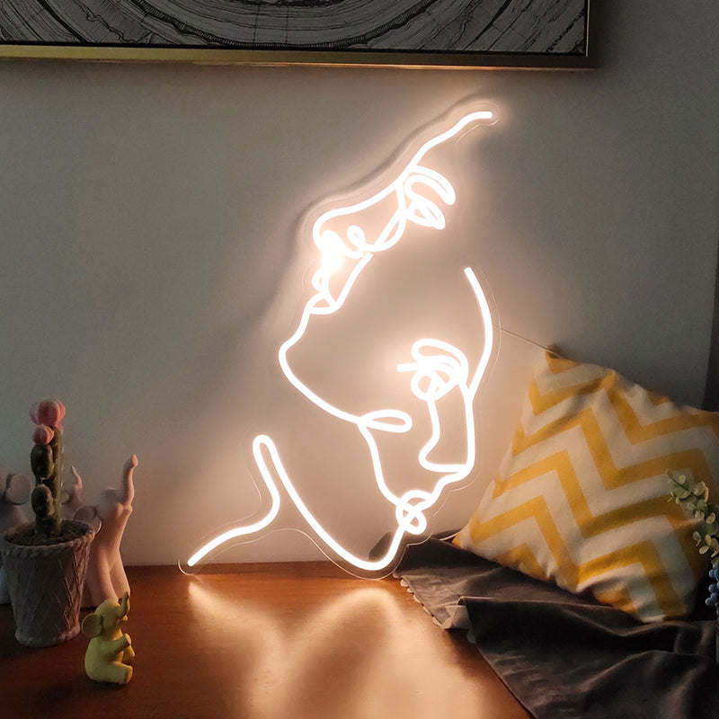 Contemporary Creative Acrylic Two Face Neon Light LED Night Light Table Lamp For Bedroom