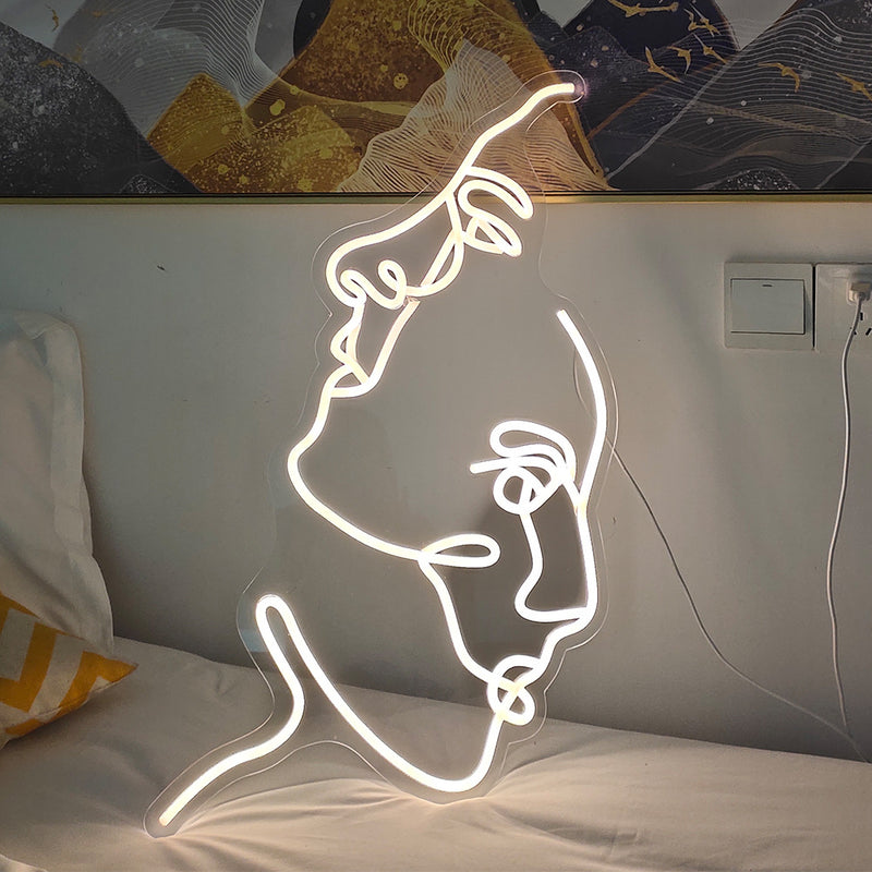 Contemporary Creative Acrylic Two Face Neon Light LED Night Light Table Lamp For Bedroom