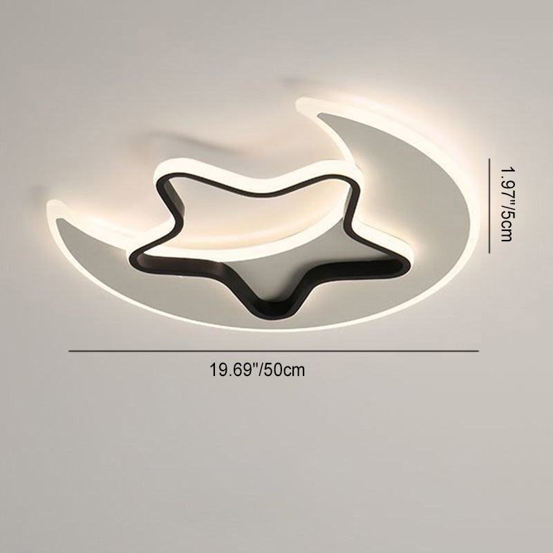 現代的なクリエイティブムーンスターアクリルシェードハードウェアLEDフラッシュマウントシーリングライトリビングルーム用 