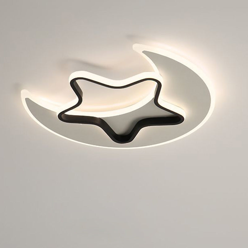 現代的なクリエイティブムーンスターアクリルシェードハードウェアLEDフラッシュマウントシーリングライトリビングルーム用 