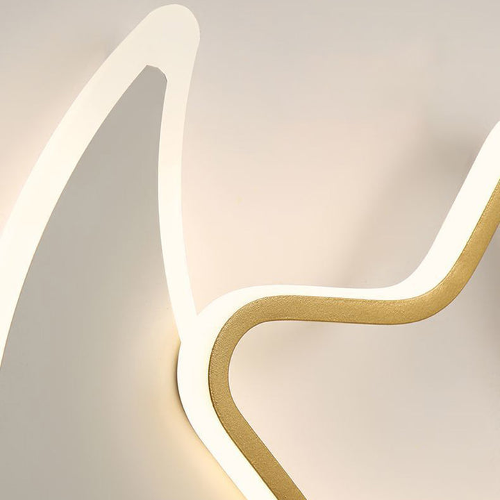 Contemporary Creative Moon Star Acrylic Shade Hardware LED Flush Mount Ceiling Light For Living Room